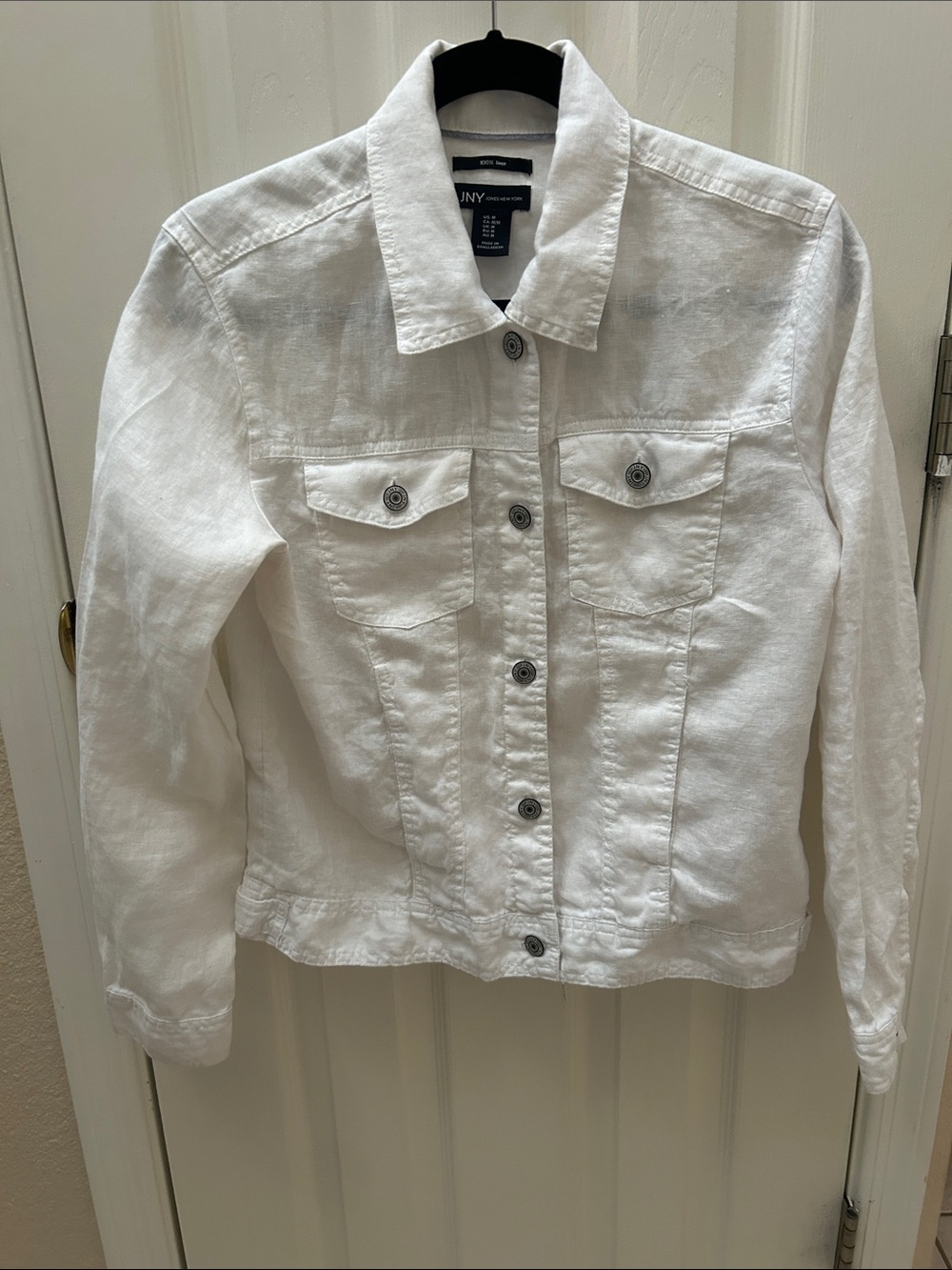 Jones New York White Linen (Denim-Style) Jean Jacket